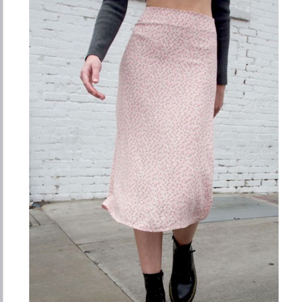 Brandy Melville Pink Phoebe floral midi skirt